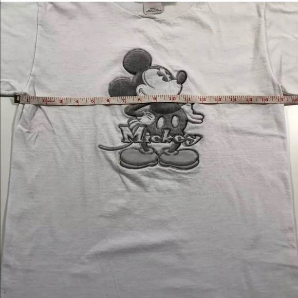 Vintage Disney Store Made in USA White Embroidered Mickey Mouse T-Shirt Size Med - Picture 5 of 7